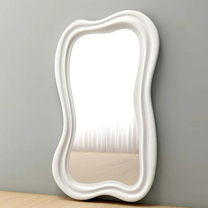 miroir mural moderne rose blanc forme organique ondulée fixe mur transparent decoration ludique