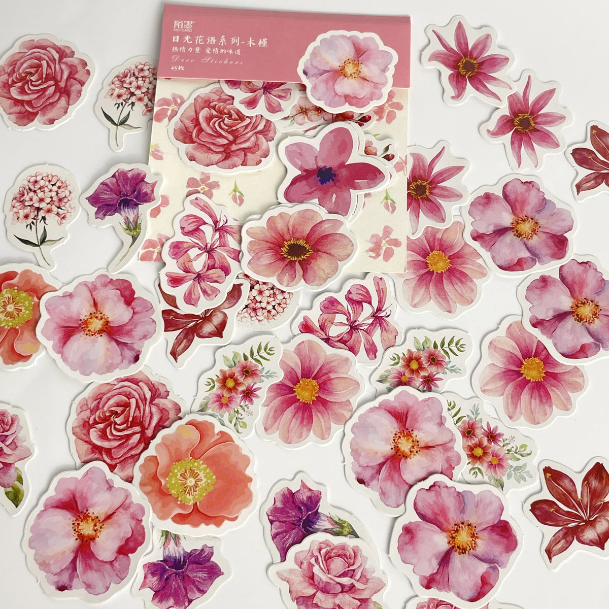 sticker fleur rose blanc violet bleu jaune scrapbooking journal intime papeterie decorative planificateur aesthetic