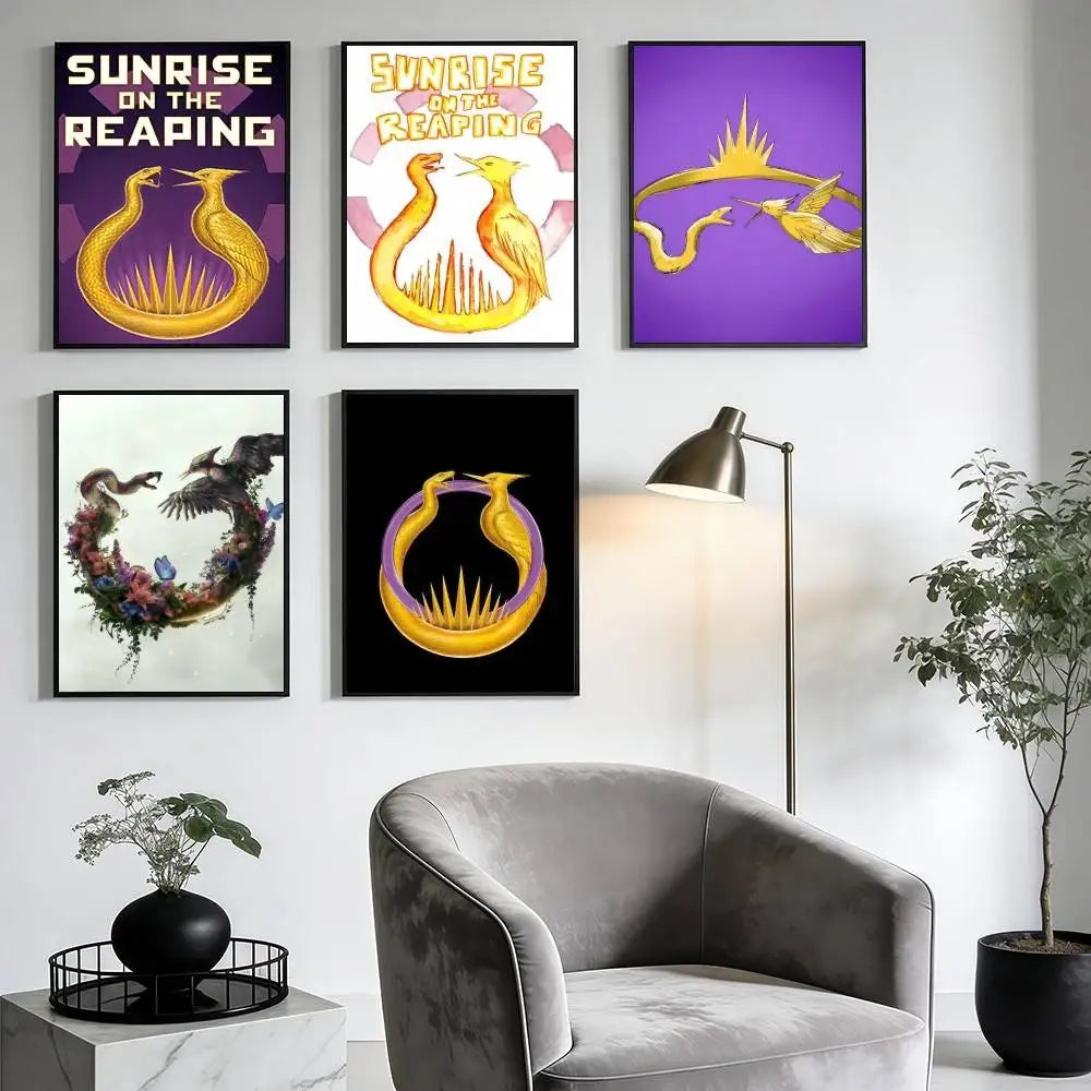 affiche murale vintage sunrise on the reaping serpents entrelacés cadre noir décoration salon