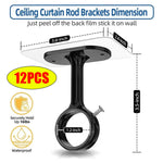 tige rideau noire moderne adhésif vis clips fixations 10mm diamètre