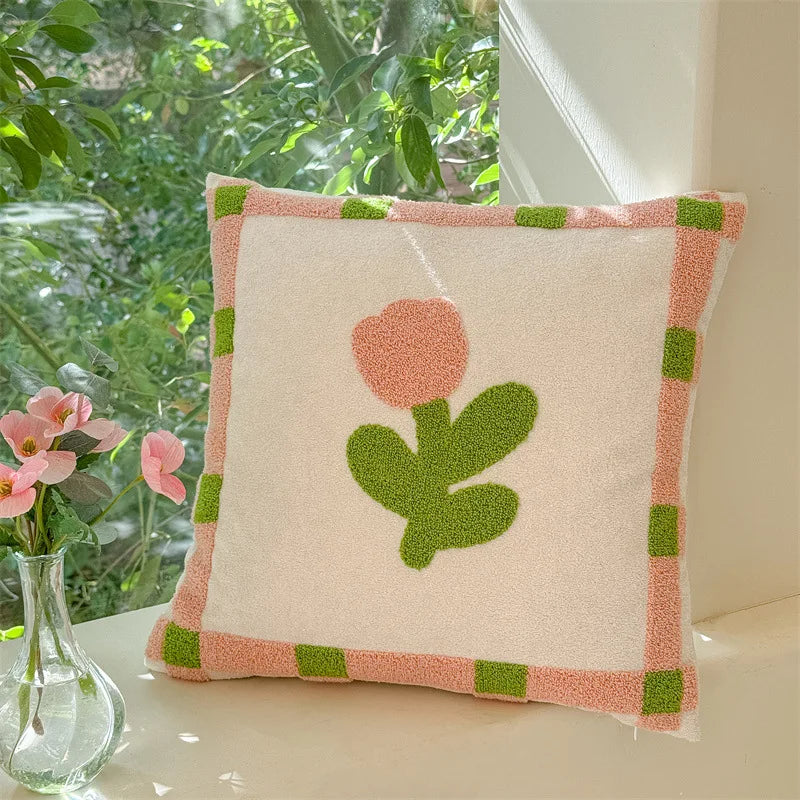coussins décoratifs brodés motifs floraux 45x45cm polyester adhésifs traditionnels