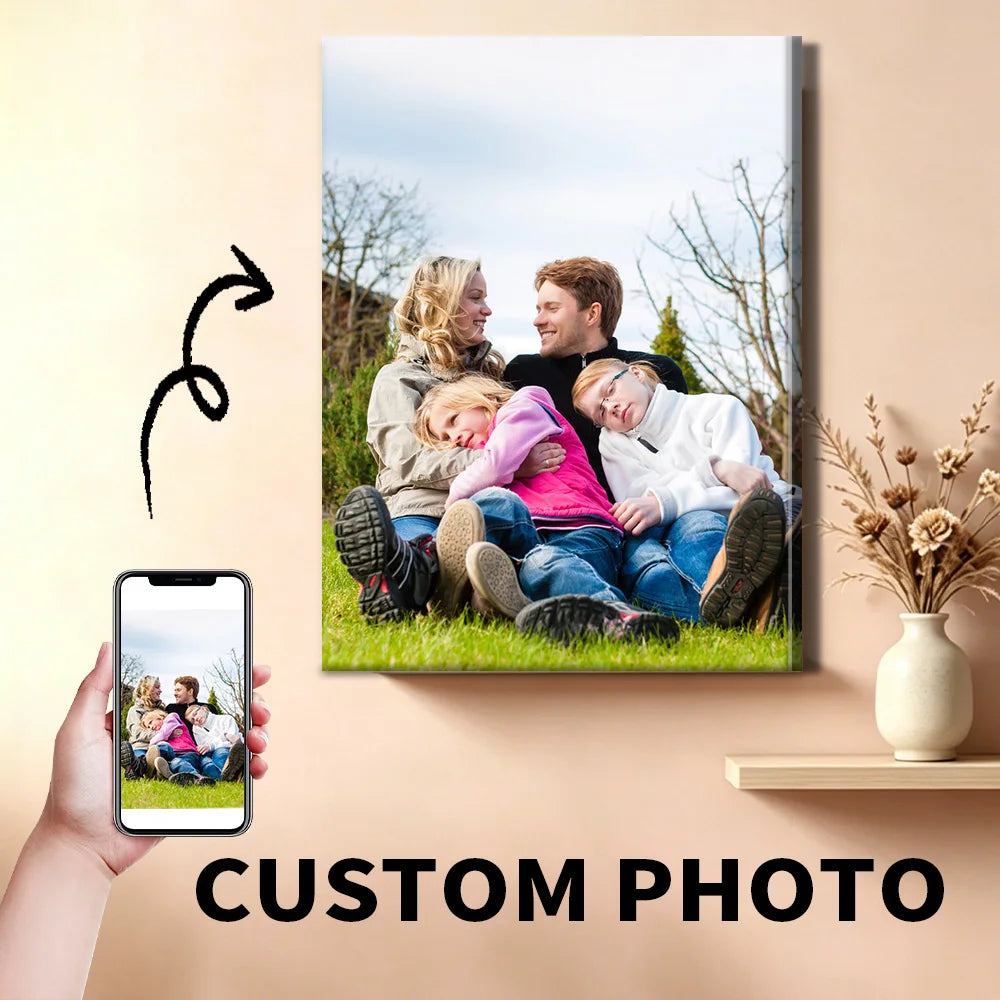 cadre photo personnalisable moderne blanc beige gris vertical horizontal floral familial toile coton