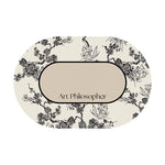 tapis table beige noir résistants chaleur imperméables lavables fleurs stylisées texture cuir classique élégant