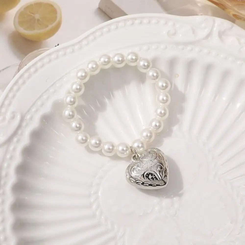 bracelets blanches argent pendentif cœur classique vintage poupées accessoires filles adolescents