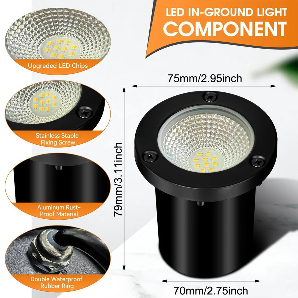 spots led étanches ip65 noirs modernes télécommande extérieur jardin allée