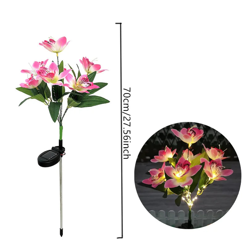 fleurs artificielles led solaire rouge jaune rose blanche orange jardin extérieur