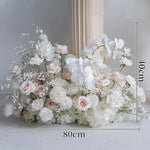 arrangement floral artificiel blanc romantique mariage roses orchidées gypsophile 80cm 40cm vase crème