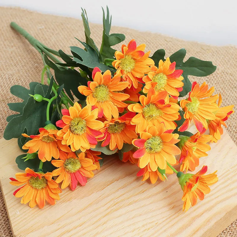bouquet marguerites artificielles soie décoration mariage anniversaire intérieur moderne minimaliste orange blanc rose jaune