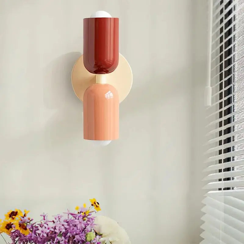 applique murale moderne métal vert olive rouge beige orange fixée mur led