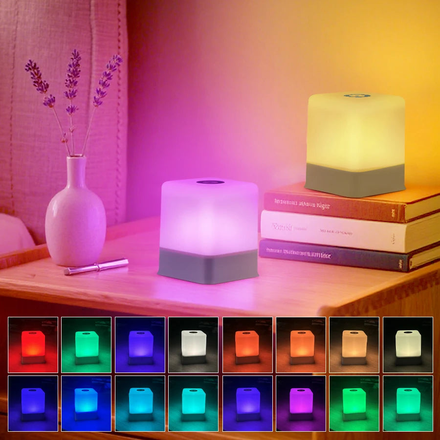 lampe chevet portable change couleur tactile 16 teintes charge usb moderne blanc gris