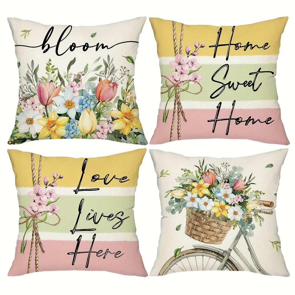 housse coussin floral inspirant moderne polyester peachskin 40x40 45x45 50x50 60x60 opaque motifs fleurs
