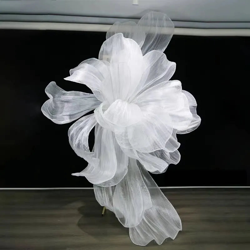 décoration murale florale soie blanche moderne suspension 100cm 120cm 150cm 180cm 200cm irisée