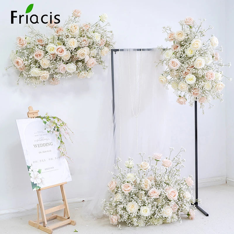 décoration mariage arches fleurs roses baby's breath voile romantique extérieur