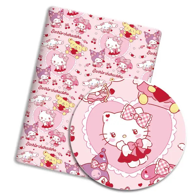tissu sanrio kawaii dessins animés coton polyester couture robe poupée rideau blanc jaune rose