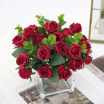 Bouquet artificiel roses feuilles eucalyptus decoration mariage anniversaire intérieurextérieur classique festive
