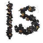 guirlande décorative automnale feuilles noires dorées baies vigne plastique extérieure festive