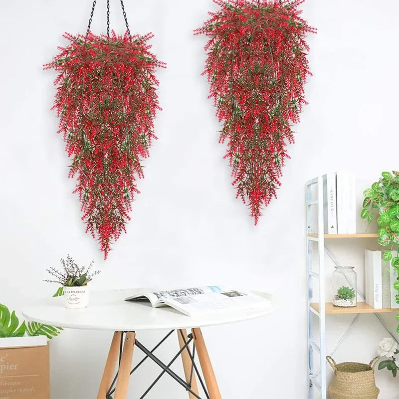 guirlande suspendue artificielle lavande verte violette feuilles fleurs colorées moderne décoration intérieure anneau métallique