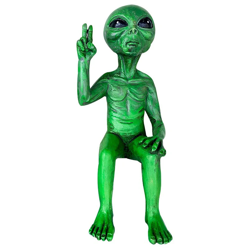 statues aliens résine vert gris yeux grands ouverts réaliste détaillé verre bière intérieur extérieur