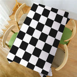 nappe rectangulaire imperméable carreaux noirs blancs moderne polyester réutilisable table manger farmhouse deco fête