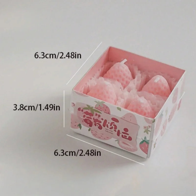 bougies forme biscuits parfumées beige rose fraises imprimées boîte créative mignonne