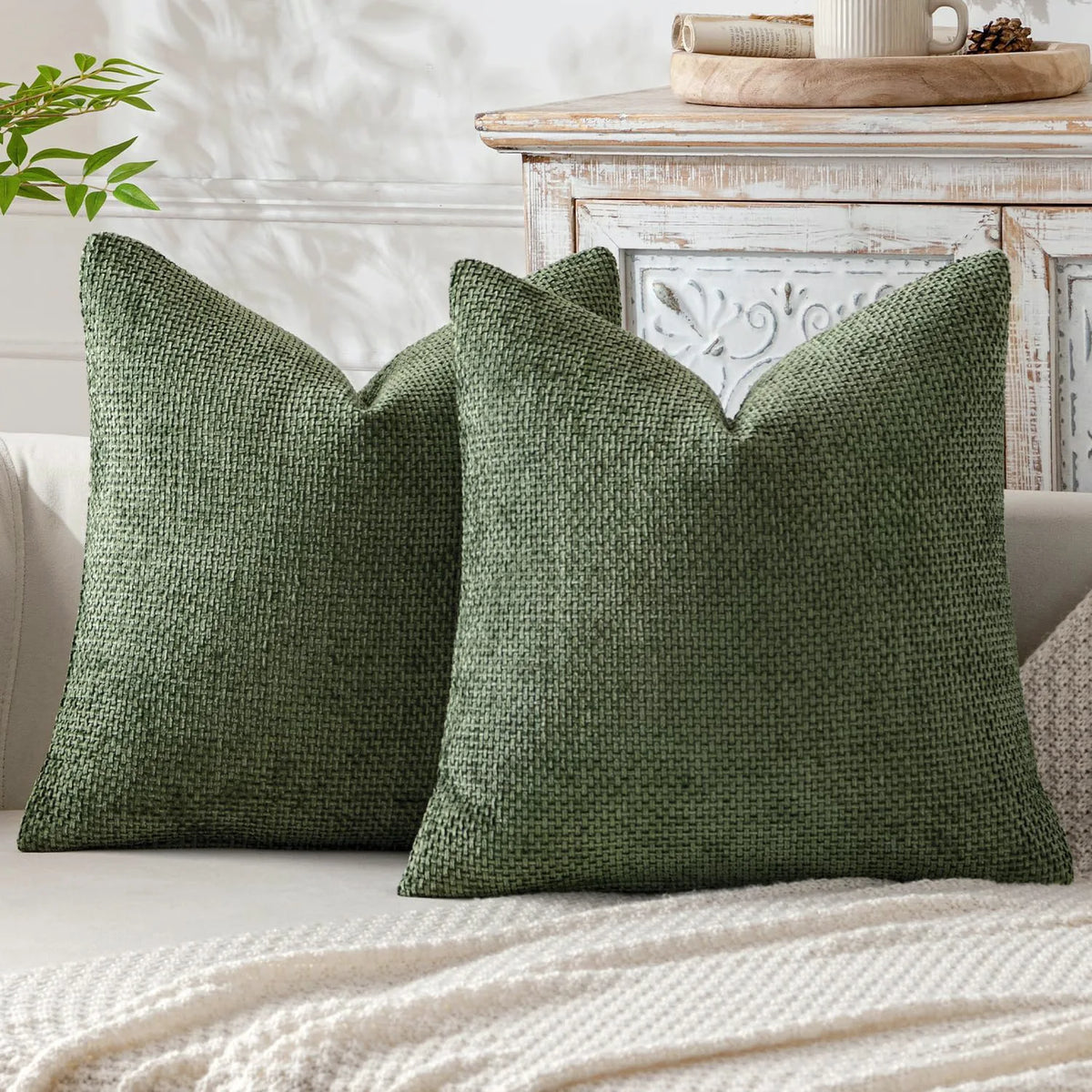 housse coussin nordique chenille solide couleur unie tissage grossier décoratif 45x45cm pièces moderne