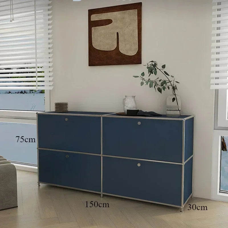meuble tiroirs bleu marine moderne pieds ronds tiroirs store living room bois métal
