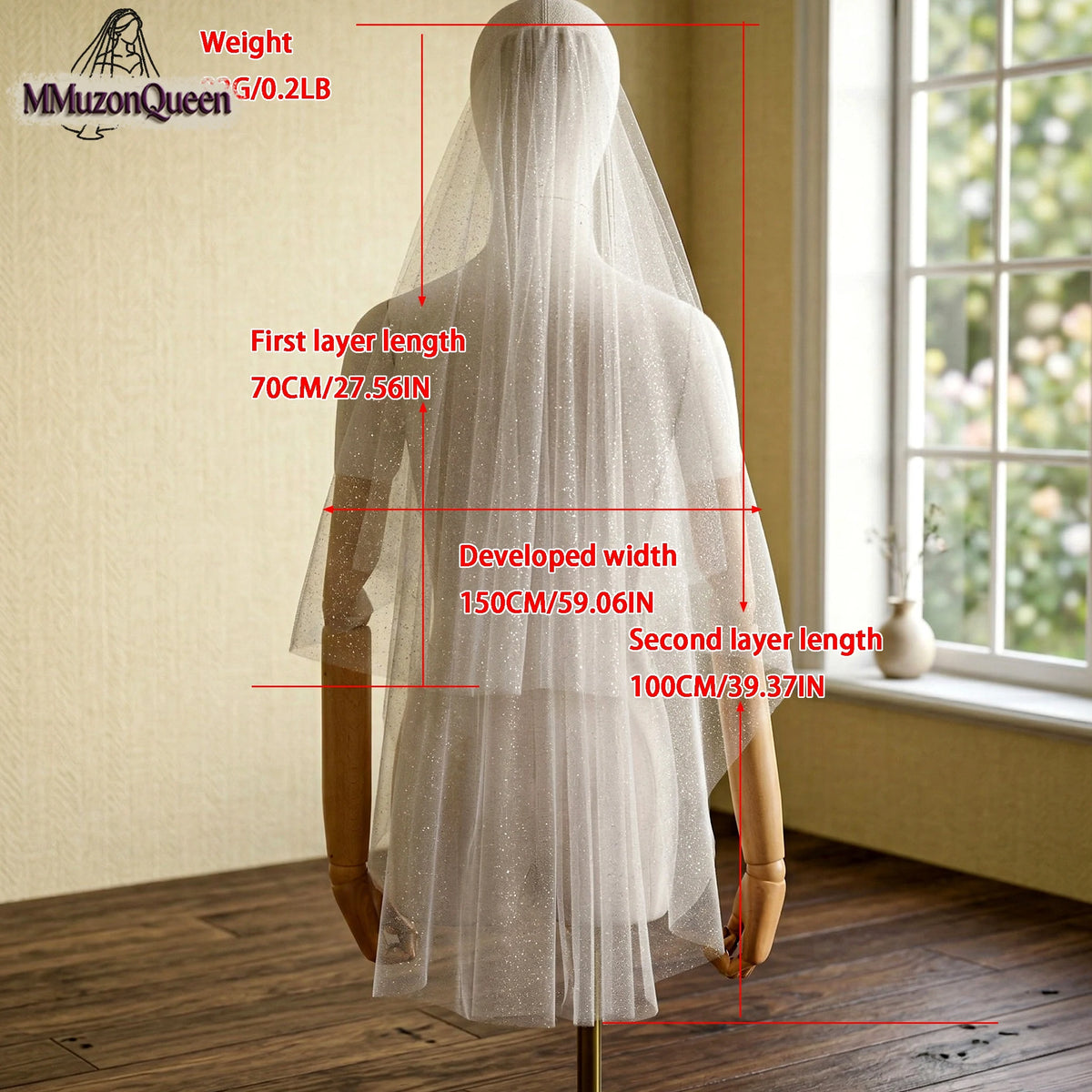 voile mariée pailleté transparent classique deux couches blanc femme