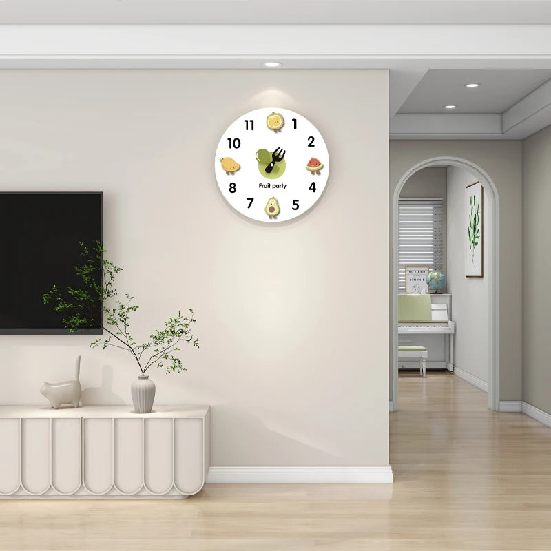 horloge murale moderne animaux mignons décoration salon beige aiguille acrylique unique