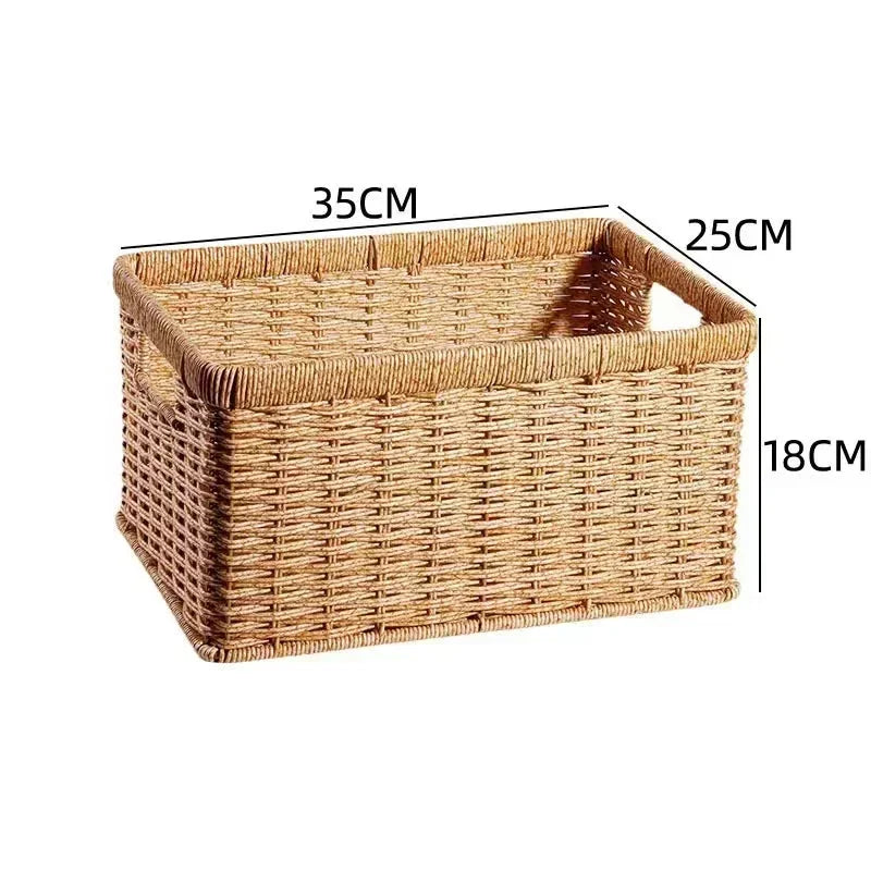 panier tressé marron clair rustique pliable imperméable utilisation multiple respectueux environnement poignées intégrées