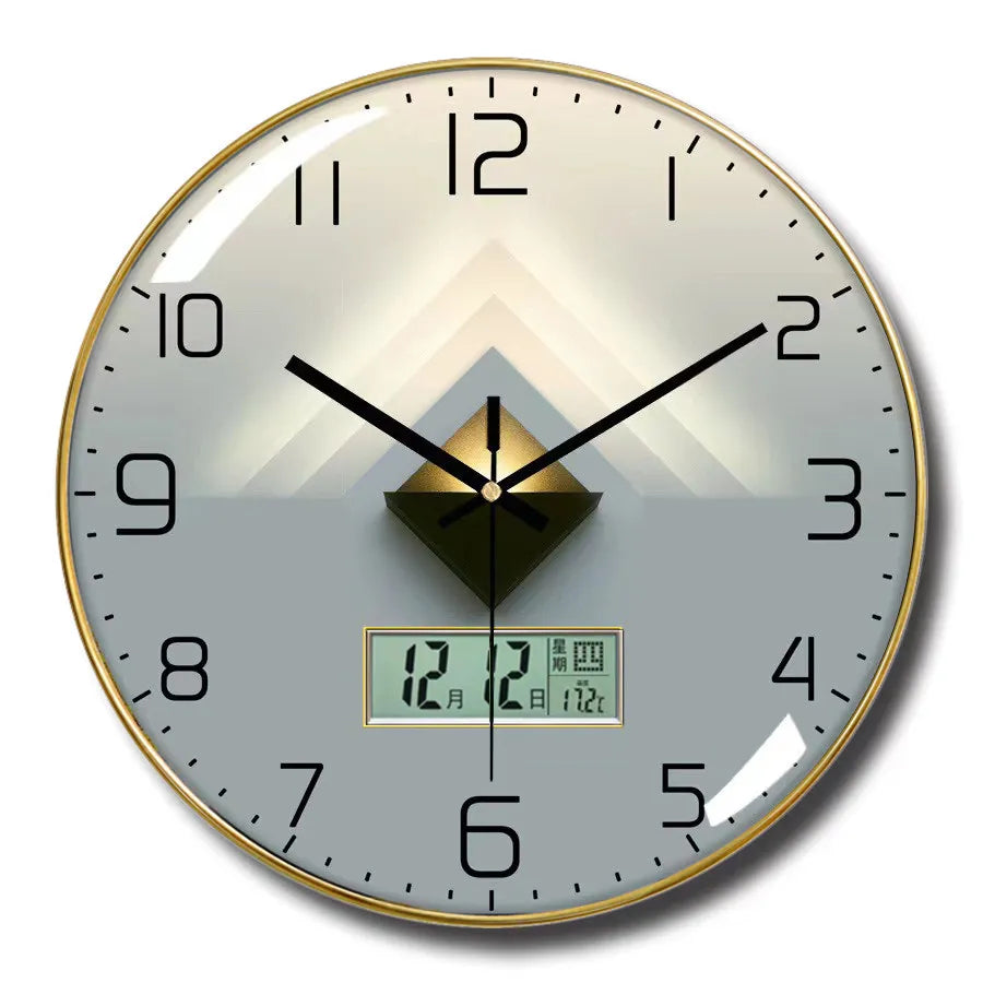 horloge murale digitale abstraite cadre doré aiguilles numériques quartz moderne