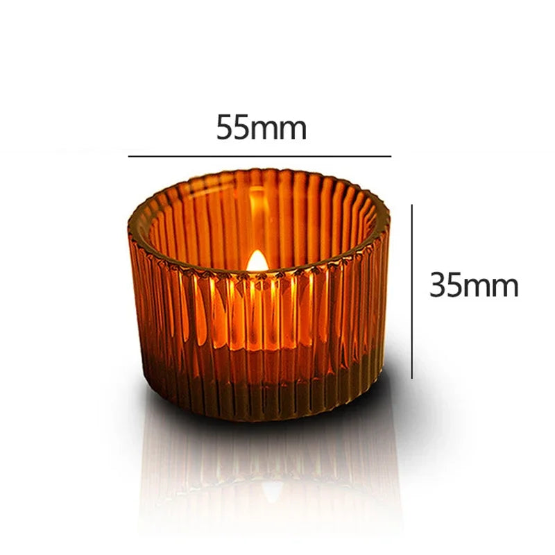 bougeoirs rose rayées modernes support bougie décoration table mariage tealights pack 10