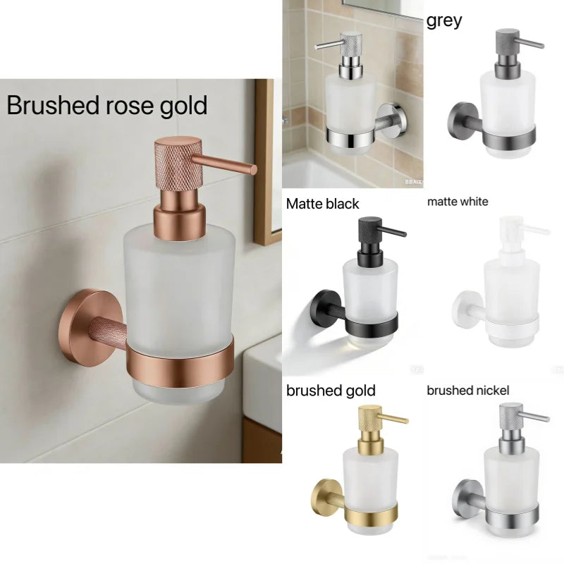 Distributeur savon liquide mural moderne rose gold nickel brossé noir mat blanc matchrome