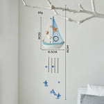 mobile vent thème marin motifs maritimes roue bateau coquillages étoiles mer bleu blanc orange