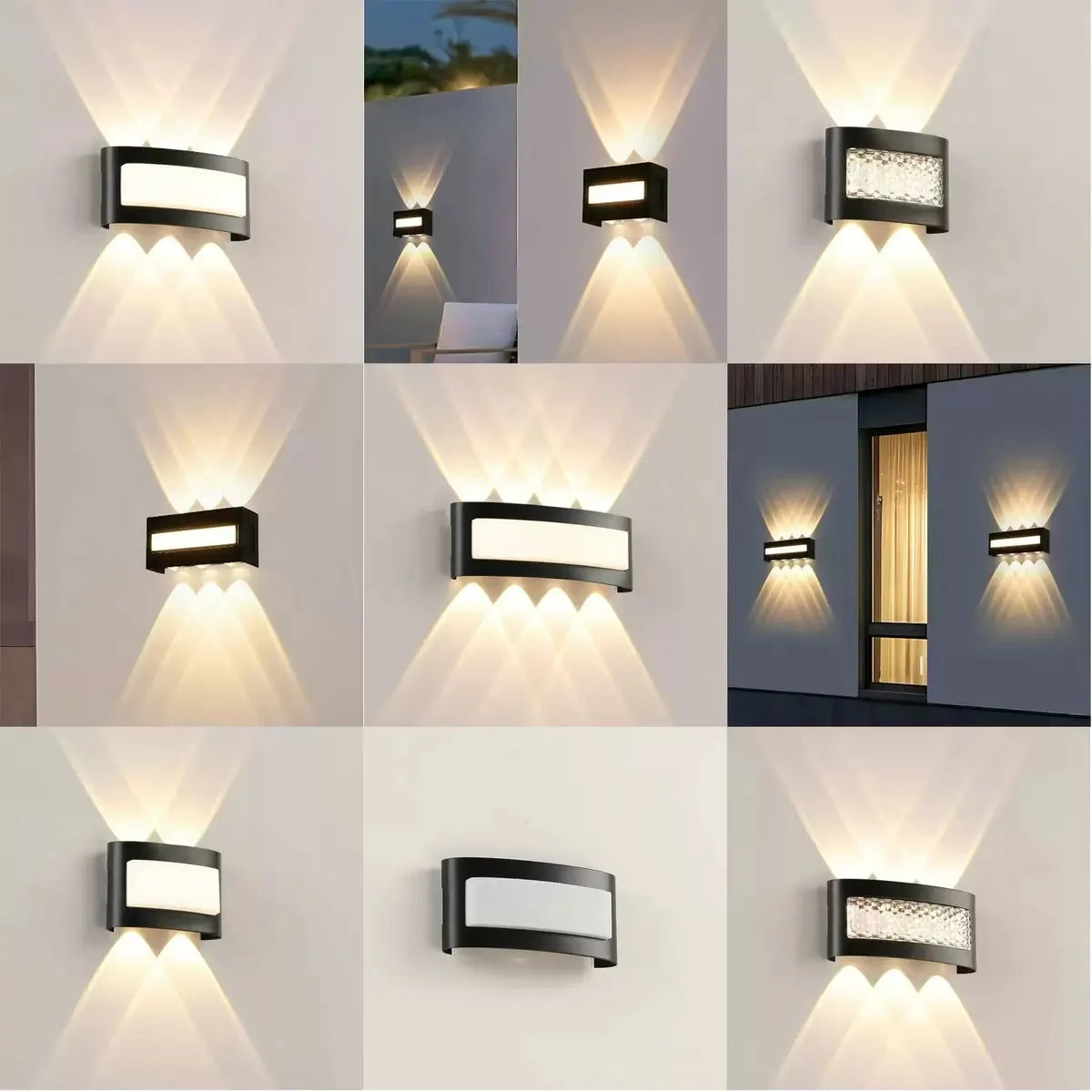 lampe murale led moderne noire ip55 résistante alimentation 110v 220v 7w 9w 11w