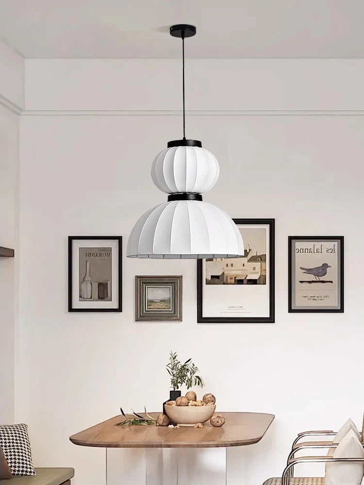 suspension lumineuse moderne soie rayures horizontales blanc noir 2000 82000 lumens chambre étude