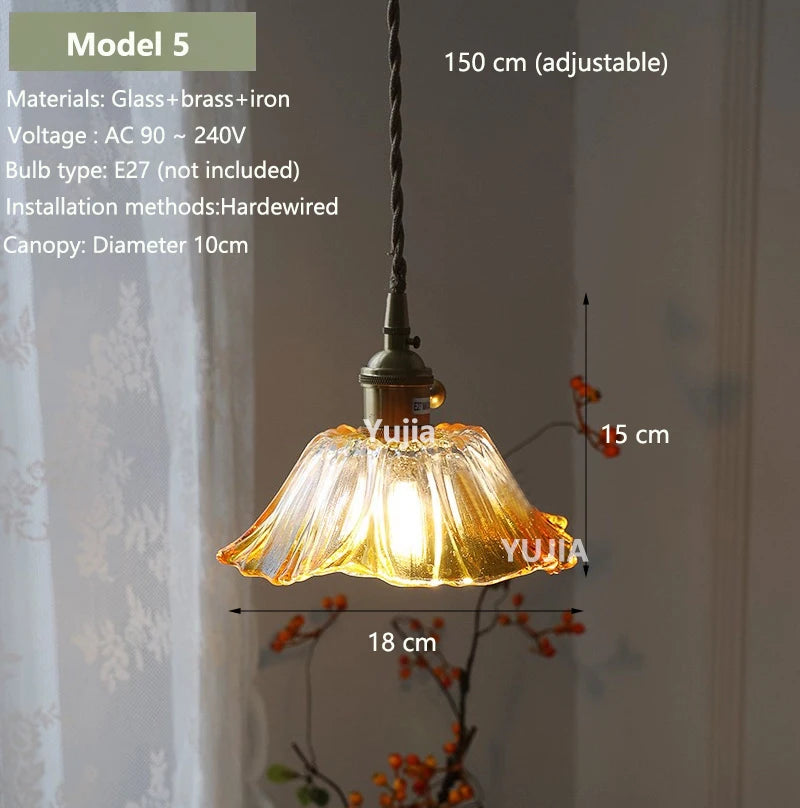 suspension lumineuse vintage transparente relief doré éclairage rétro chambre salon