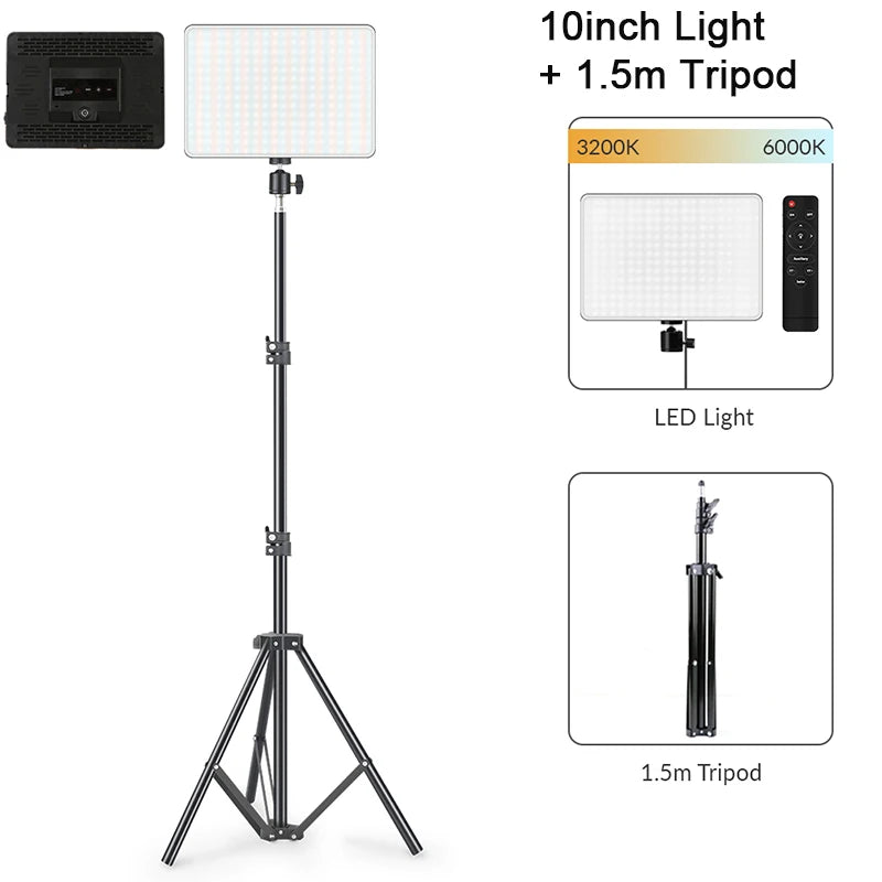 lampe led studio photo noir moderne réglable télécommande lcd