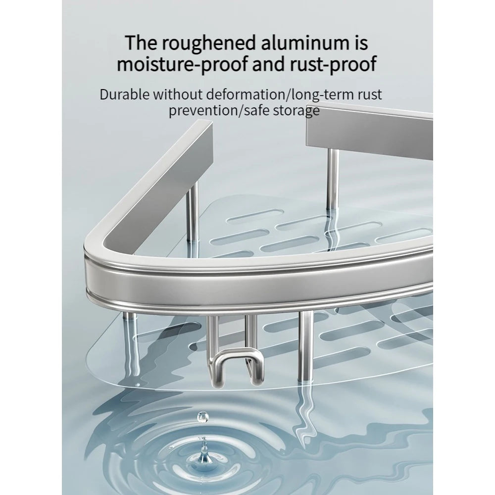 étagère angle salle bain moderne argentée grille perforation fixations vis