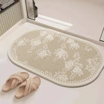 tapis bain fleur imprimé beige résistant moderne sans glisser 40x60cm 50x80cm