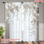 rideaux floraux semi transparents deux panneaux polyester modernes maisonDecorationFenetreCascadeOrchidees Roses