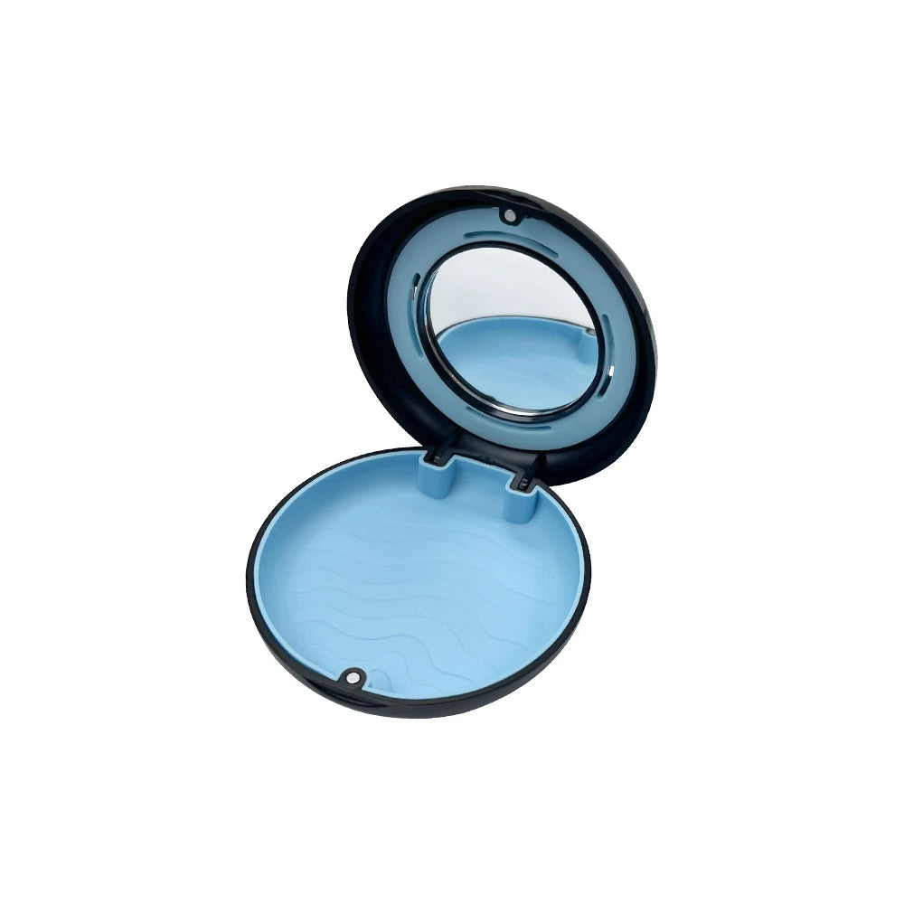 boîte rangement accessoires dentaires noir bleu moderne miroir orange rose violet