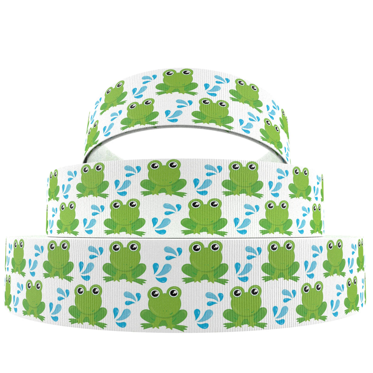 ruban gros grain polyester grenouille animaux fleurs coeurs vert bleu blanc imprimé emballage cadeaux