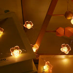guirlande lumineuse fleurs rose blanc moderne adhésif led 20 50 têtes batteries usb