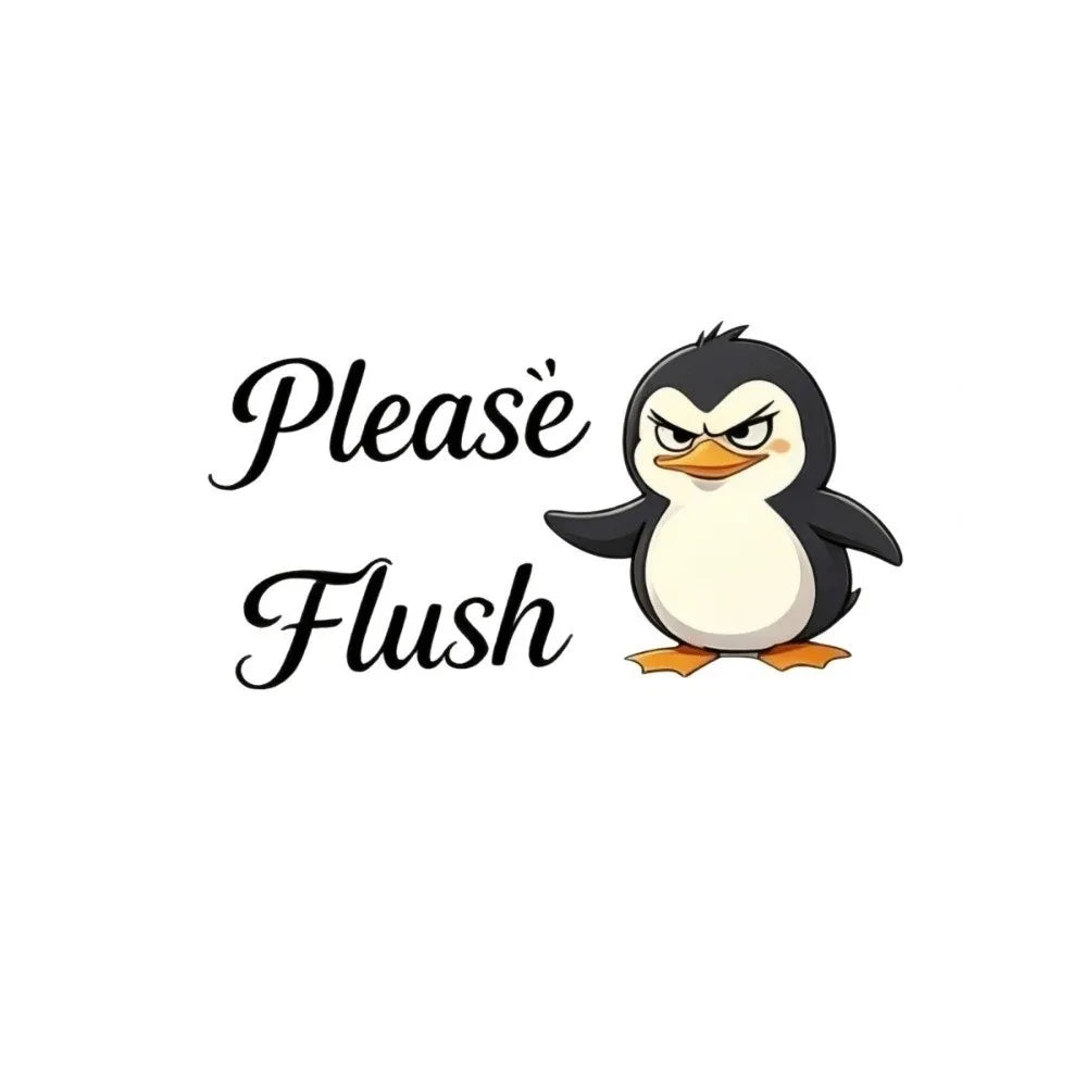 autocollants décoratifs toilettes dessins animaux oiseau chat pingouin illustration cartoon adhésifFlushPlease Pressandflush