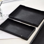 assiettes modernes texture bois noir blanc opaques variées tailles rangement