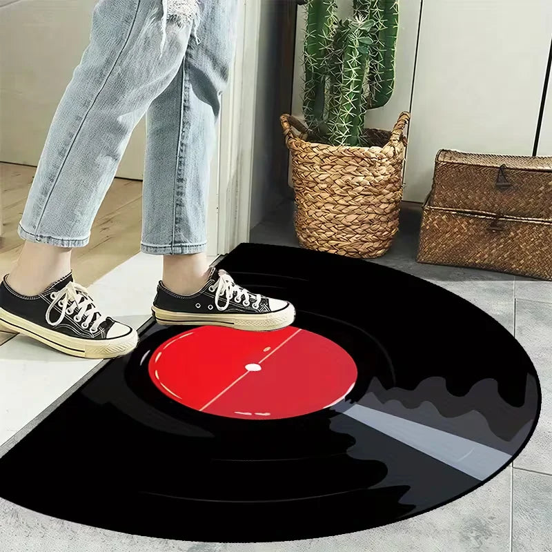 tapis demi cercle moderne vinyle géométrique noir blanc antidérapant salon entrée