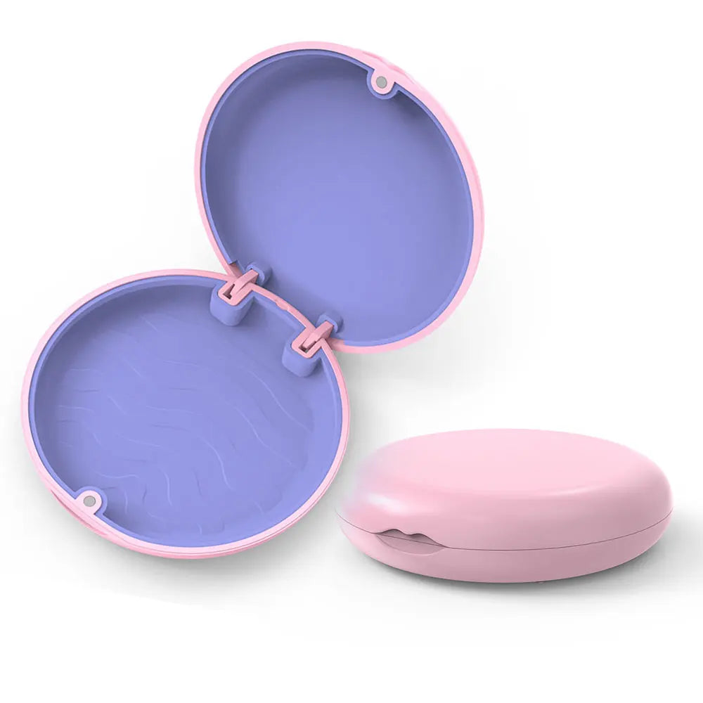 boîte rangement prothèse dentaire bleu blanc moderne ondulée clips tige plastique haute qualité