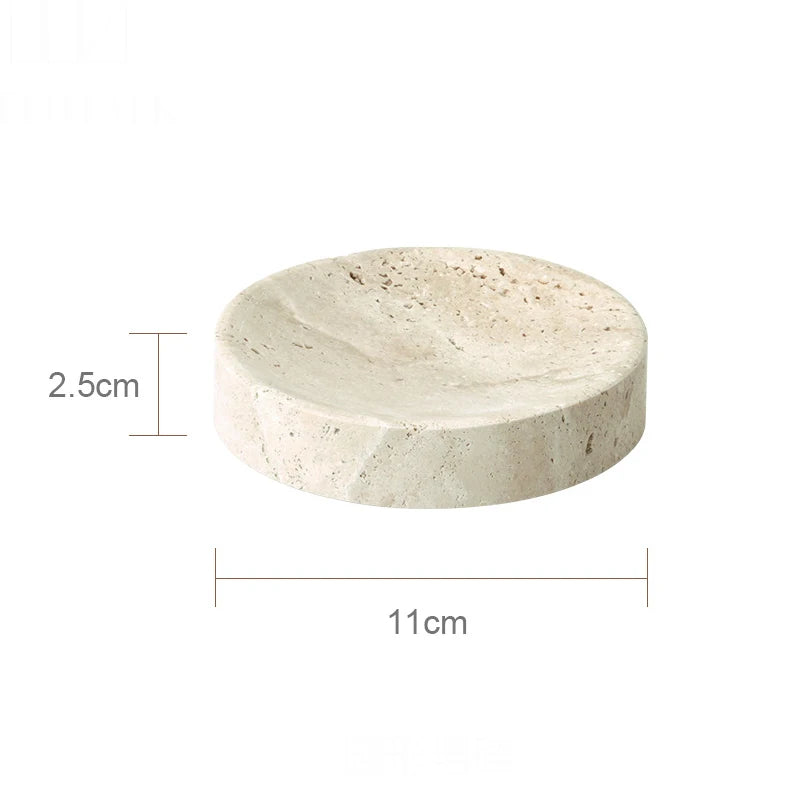 ensemble accessoires salle bain travertin beige distributeur savon plateau pot coton diffuseur moderne