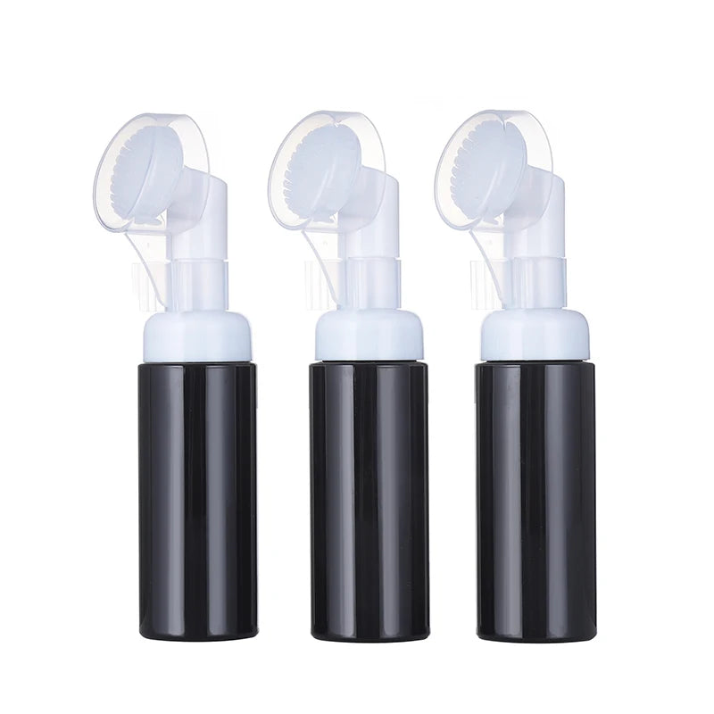 flacon mousse voyage 60 ml distributeur savon liquide brosse visage silicone transparent blanc rechargeable