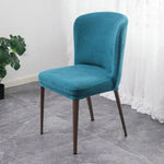 housse chaise moderne polyester imprimé géométrique bleu gris rose anti poussière fixations métal